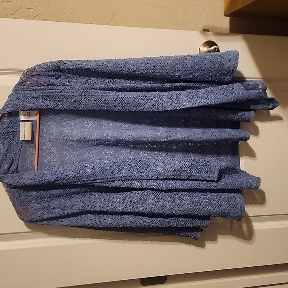 blue lacy pull on sweater